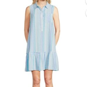 Time and Tru coastal sleeveless casual beachy cotton blend dress sz XS (0-2)